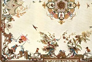 Chinoiserie Prints: Ceiling in the Grande Singerie, Chantilly Castle Print (1928)