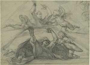 Baroque Era Architecture Prints: Ceiling Studies of a Prophet and a Putto Seen from Below