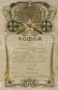 Print of a Certificate of completion, issued in 1919
