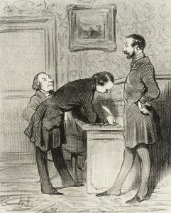 Businessman In Black And White Prints: C'est bien parce que c'est votre ami... 1845. Creator: Honore Daumier