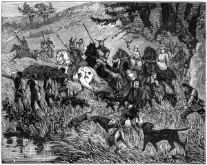 Charlemage hunting, 8th-9th century (1882-1884).Artist: Serm Charlemage hunting, 8th-9th century (1882-1884).Artist: Serm