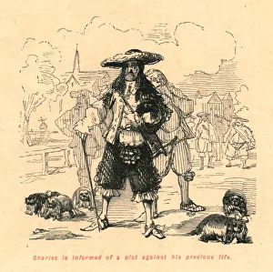 Victorian Era Satire Art Prints: Charles is informed of a plot against his precious life, 1897. Creator: John Leech