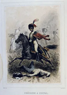 Chasseurs a Cheval, (light cavalry), 1859. Artist: Auguste Raffet Chasseurs a Cheval, (light cavalry), 1859. Artist: Auguste Raffet