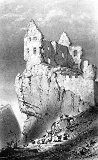 The Chateau de Crussol, Saint-Peray, France, 19th century.Artist: Godard Q des Augustins The Chateau de Crussol, Saint-Peray, France, 19th century.Artist: Godard Q des Augustins