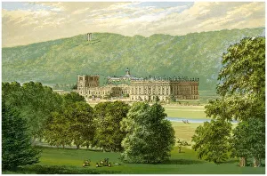 Prints of Chatsworth House, Derbyshire, home of the Duke of Devonshire, c1880 Derbyshire Prints: Chatsworth House Print, c1880
