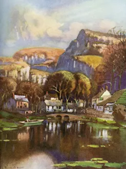Prints of Cheddar Gorge, Somerset, 1924-1926. A print from Hutchinsons Britain Beautiful, edited by Walter Hutchinson, Volume 4, 1924-1926 Somerset Prints: Cheddar Gorge Print, Somerset, 1924-1926