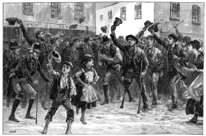 Cheering Lord Randolph Churchills name on hearing of his resignation, Loughrea, Ireland, 1887 Cheering Lord Randolph Churchills name on hearing of his resignation, Loughrea, Ireland, 1887