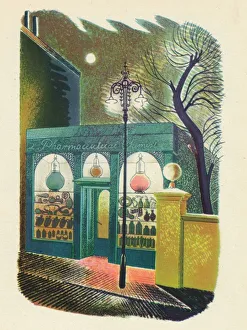 Chemist Shop at Night, 1938, (1946). Artist: Eric Ravilious Chemist Shop at Night, 1938, (1946). Artist: Eric Ravilious