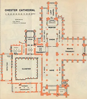 Chester Cathedral, c20th Century. Artist: John Bartholomew Chester Cathedral, c20th Century. Artist: John Bartholomew