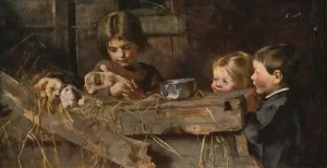 Childhoods Treasures, 1886, (c1930). Creator: Marianne Stokes Childhoods Treasures, 1886, (c1930). Creator: Marianne Stokes