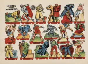 Children cut-out from the series Heroes vs. Monsters by Bruguera publishers, Barcelona, ??1945 Children cut-out from the series Heroes vs. Monsters by Bruguera publishers, Barcelona, ??1945