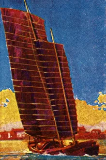 Cigarette Card Album Images Prints: Chinese junk, c1928. Creator: Unknown