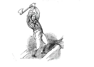British Naval Warfare Prints: Chopping the hauser, 1842. Creator: Unknown