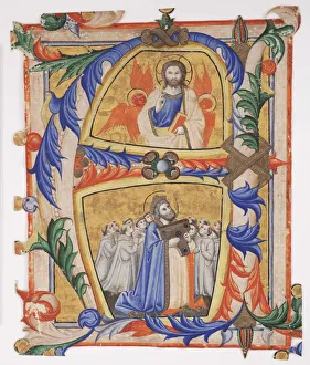 Christ appearing to David and a group of Camaldolese monks, 1390-1410. Artist: Andrea di Bartolo (bef. 1389-1428) Christ appearing to David and a group of Camaldolese monks, 1390-1410. Artist: Andrea di Bartolo (bef. 1389-1428)