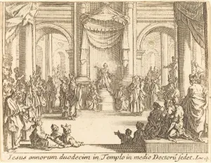 Jacques Callot Print: Christ Disputing with the Doctors, 1635