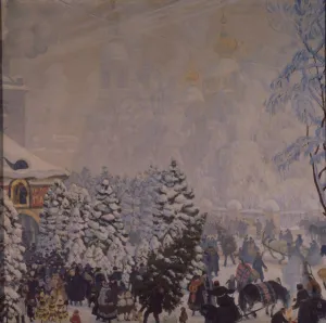 Christmas Market, 1918. Artist: Kustodiev, Boris Michaylovich (1878-1927) Christmas Market, 1918. Artist: Kustodiev, Boris Michaylovich (1878-1927)