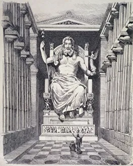 Chryselephantine statue of Zeus, built in year 471 BC, in the temple of Olympia Chryselephantine statue of Zeus, built in year 471 BC, in the temple of Olympia