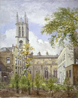 Prints of Church of St Michael, Cornhill, City of London, 1882. View of the church with the back of Jamaica Coffee House on the left Painting Prints: Church of St Michael, Cornhill Print, 1882