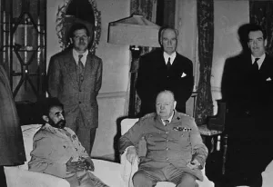 Churchill in Cairo, with Ethiopian Emperor, Haile Selassie, 1943, (1945) Churchill in Cairo, with Ethiopian Emperor, Haile Selassie, 1943, (1945)