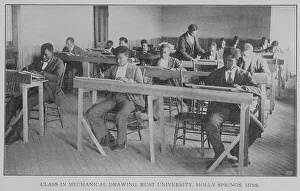 Black And White Classroom Photos Prints: Class in mechanical drawing, Rust University, Holly Springs, Miss. 1902. Creator: Unknown