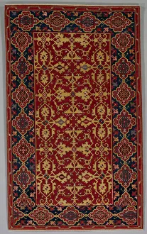 Classical Turkish Carpet with Lotto Pattern Print, 1600-1650