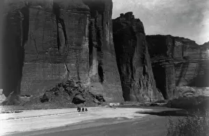 Native American Horses Prints: The cliffs, Canyon de Chelly, Ariz. c1905. Creator: Edward Sheriff Curtis