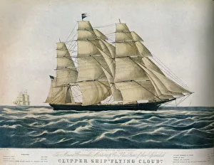 Clipper Ship Prints: Clipper Ship: Flying Cloud, 1852. Artist: E Brown Jr