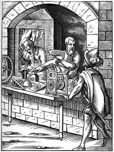 16th Century Clockmaker Print, 19th Century Engraving