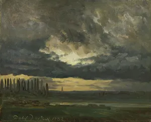 Romantic Era Landscape Prints: Cloud Study over the Elbe with Poplars, 1832. Creator: Johan Christian Dahl