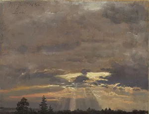 Landscape Painting Styles Prints: Cloud Study with Sunbeams, 1836. Creator: Dahl, Johan Christian Clausen (1788-1857)