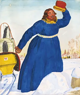 Coachman, 1920. Artist: Kustodiev, Boris Michaylovich (1878-1927) Coachman, 1920. Artist: Kustodiev, Boris Michaylovich (1878-1927)