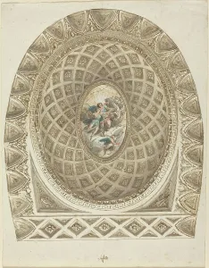 Apollo Mythology Prints: A Coffered Dome with Apollo and Phaeton, c. 1787. Creator: Felice Giani