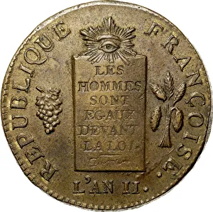 Coin 2 Sols. The National Convention period. Avers, Inscription: Les hommes sont tous egaux devant l Coin 2 Sols. The National Convention period. Avers, Inscription: Les hommes sont tous egaux devant l