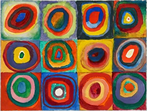 Abstract Art Kandinsky Prints: Color Study. Squares with Concentric Circles, 1913. Creator: Kandinsky