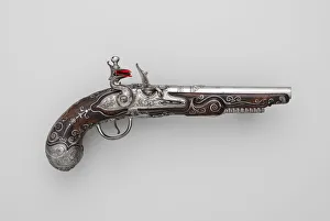 Images Dated 19th February 2021: Italian Combination Flintlock Pistol and Concealed Dagger Print, ca. 1690