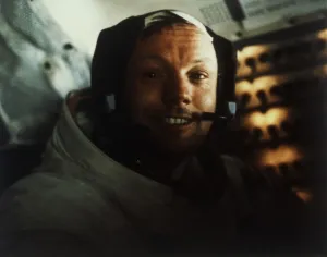 Commander Neil Armstrong in the Lunar Module on the Moon, Apollo 11 mission, July 1969 Commander Neil Armstrong in the Lunar Module on the Moon, Apollo 11 mission, July 1969