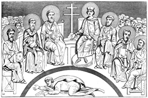 Monochrome Religious Images Prints: Commemoration of the second council of Nice, 9th-10th century (1849)