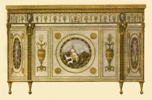 Prints of Commode designed by Robert Adam, 1770, (1946). Commode of Robert Adam in the Countess of Derbys Dressing Room, Osterley Park, stately home (west London) Robert Adam Prints: Heritage Images Print: Robert Adam Commode, 1770