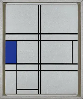 Oil On Canvas Abstracts Prints: Composition in Blue and White, 1935