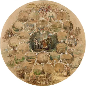 Composition to the celebration of the silver wedding of Emperor Alexander II, 1866. Artist: Zichy, Mihaly (1827-1906) Composition to the celebration of the silver wedding of Emperor Alexander II, 1866. Artist: Zichy, Mihaly (1827-1906)