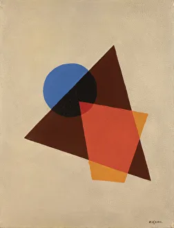 Composition with transparent red, brown and blue Print 1920