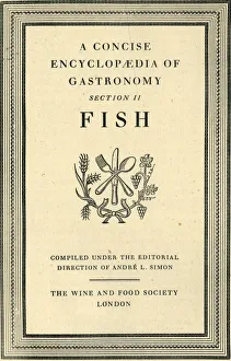Black And White Graphic Design Prints: A Concise Encyclopaedia of Gastronomy, Section II, Fish, 1940, (1946). Creator: Unknown