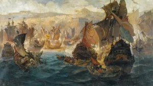 The Conquest of Constantinople by the Crusaders. Artist: Chatzis, Vasilios (1870-1915) The Conquest of Constantinople by the Crusaders. Artist: Chatzis, Vasilios (1870-1915)
