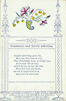 Unknown Artist 19th Century Prints: Constancy and Lively Affection (valentine), 1860/69. Creator: Unknown
