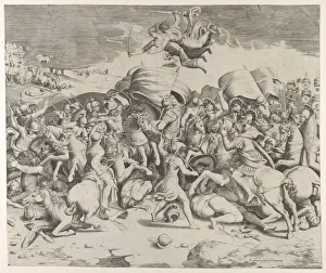 Constantine Defeats Maxentius, Angels Above, 1544 Print