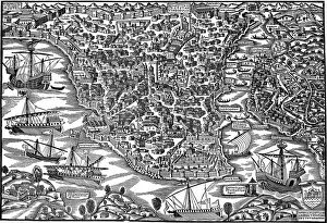 A mid-16th-century print depicts the city of Constantinople