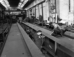 British Iron And Steel Industry Prints: Constructing an overhead crane, Wombwell Foundry, near Barnsley, South Yorkshire, 1963