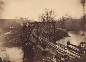 Part of Construction Corps Building New Military Truss Bridge Across Bull Run, April 1863 Part of Construction Corps Building New Military Truss Bridge Across Bull Run, April 1863