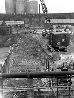 Priestman Tracked Crane at Manvers Main Colliery Print, 1955