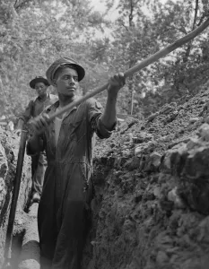 African American Construction Worker Prints: Construction workman, Washington, D. C, 1942. Creator: Gordon Parks